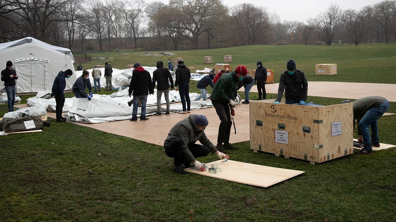 New York field hospital under construction in Central Park amid ...