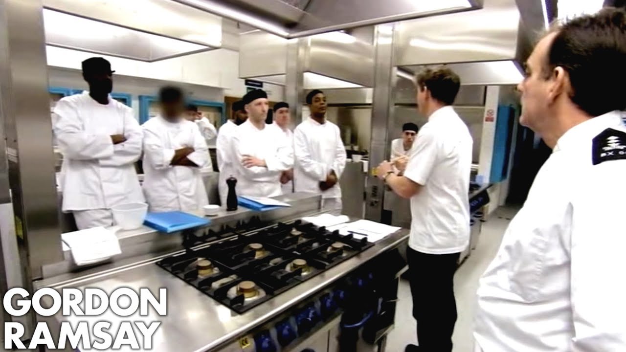 Gordon Ramsay Teaches His Prison Brigade To Cook | Gordon Behind Bars ...