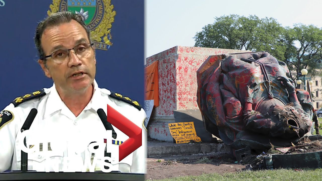 Winnipeg police to investigate after protesters pull down Queen