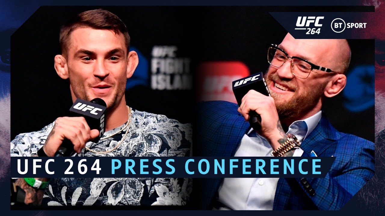 UFC 264 Press Conference Dustin Poirier and Conor McGregor on the mic