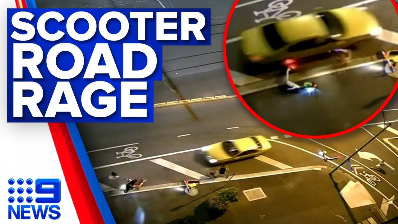Moment driver tries to mow down four e-scooter riders in road rage ...