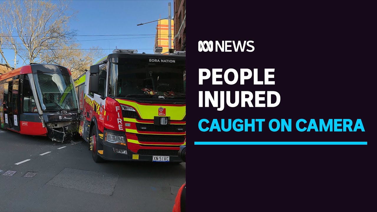 Camera catches collision between Sydney tram and fire truck | ABC News ...