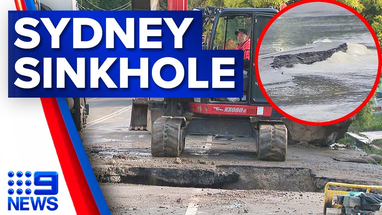 Massive sinkhole forms on residential Sydney street | 9 News Australia ...