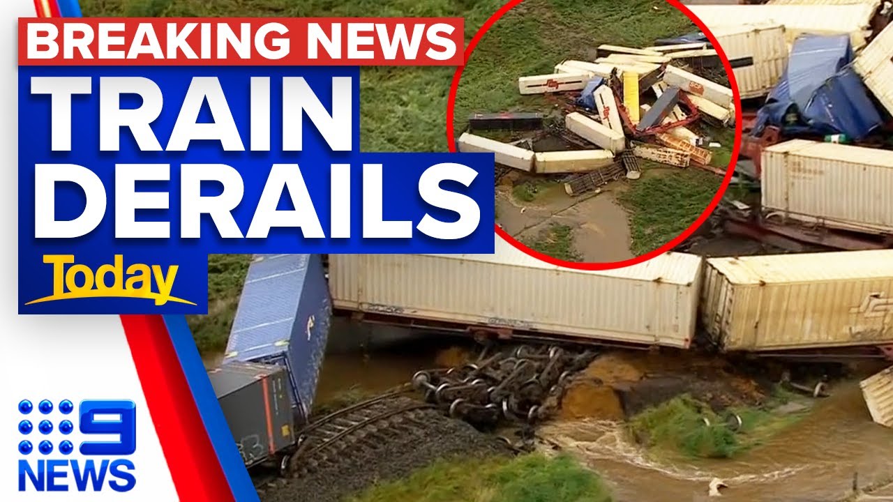 Freight train derails west of Melbourne 9 News Australia The Global