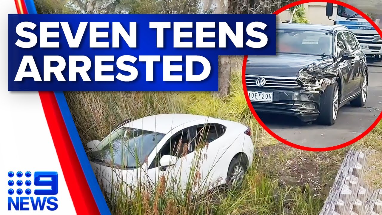 Seven teens arrested after police car allegedly rammed | 9 News ...