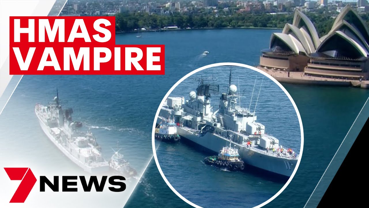 HMAS Vampire towed from the Australian National Maritime Museum to ...