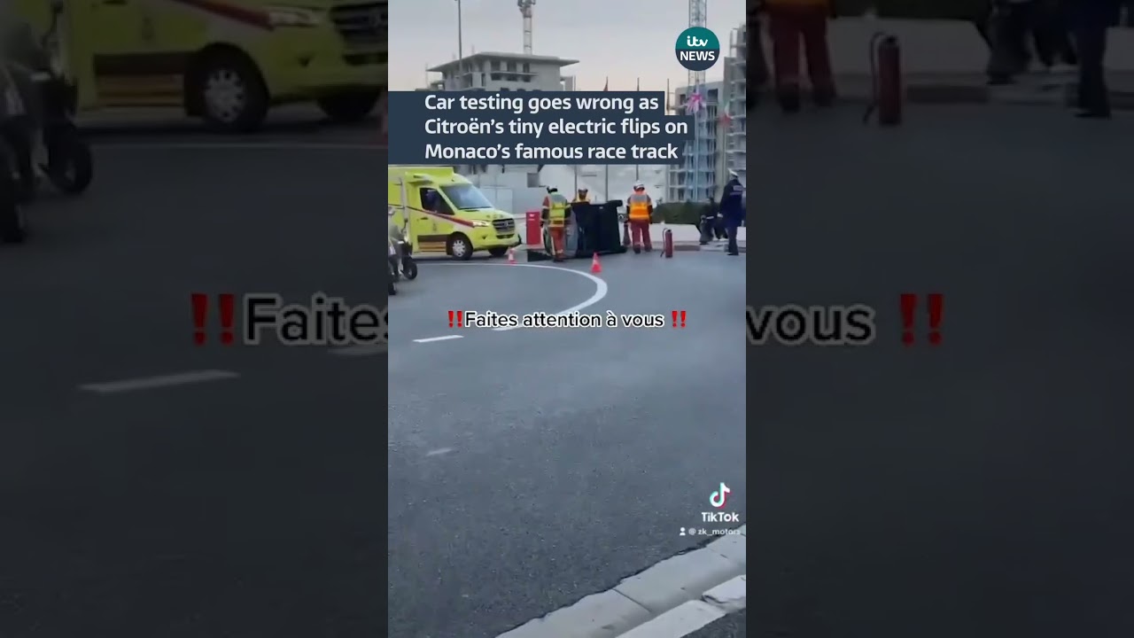 Car testing goes wrong as Citroën’s tiny electric flips on Monaco’s
