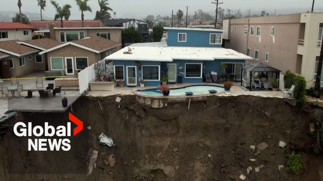 California storms: Pool dangles off cliff after atmospheric river ...