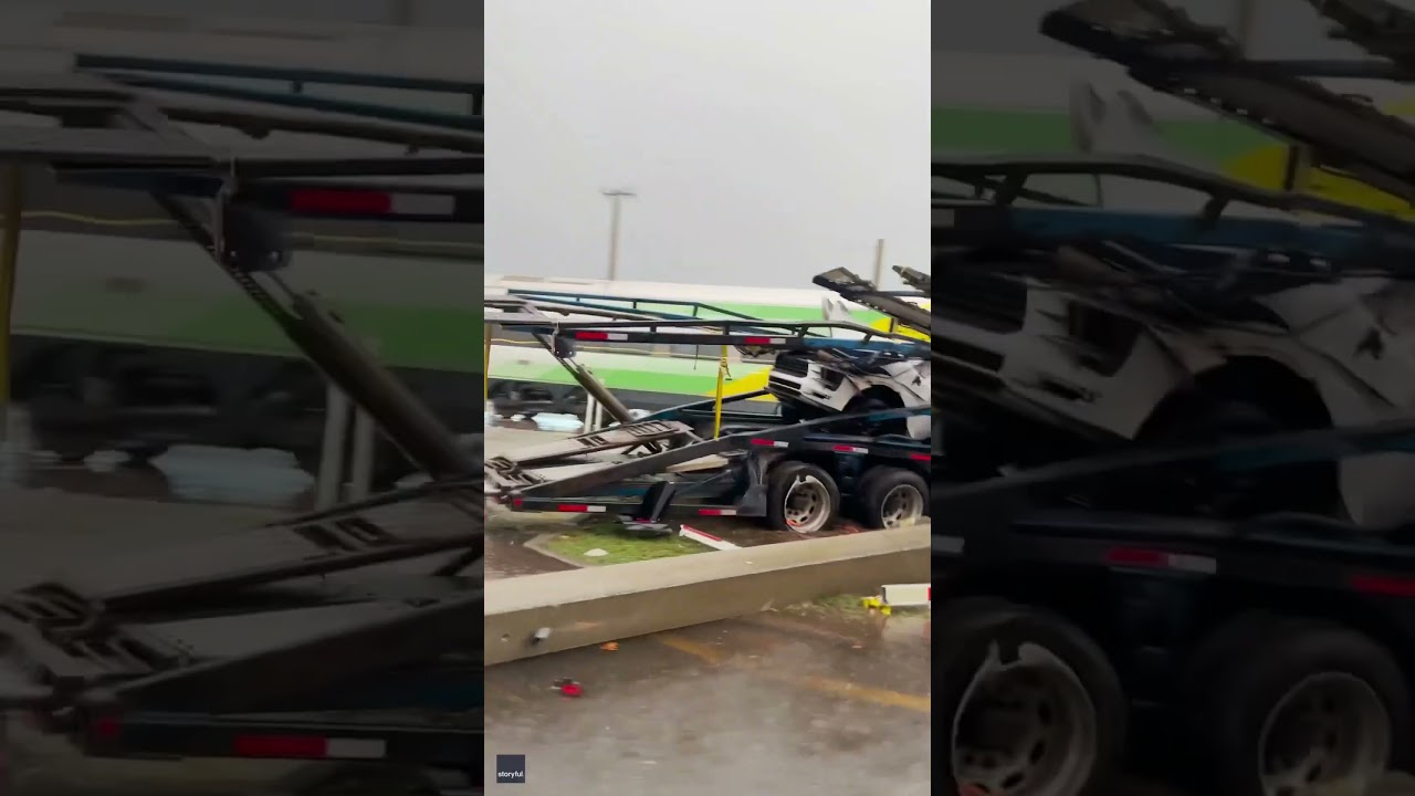 Train absolutely CRUSHES car hauler stuck on tracks #traincrashes # ...