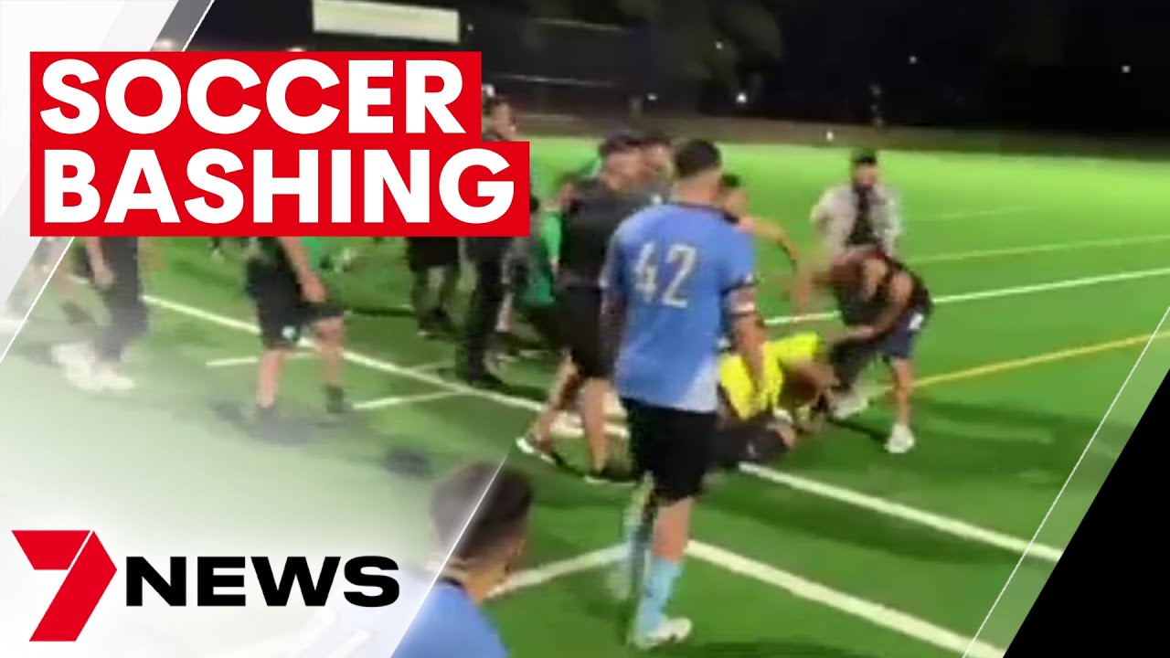 A defenceless soccer referee set upon in a shock attack | 7NEWS - The ...
