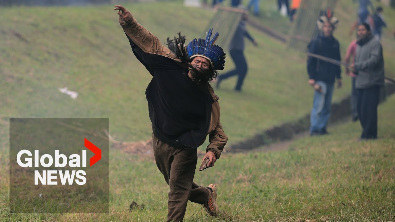 Arrows, tear gas fly as indigenous groups in Brazil clash with police ...