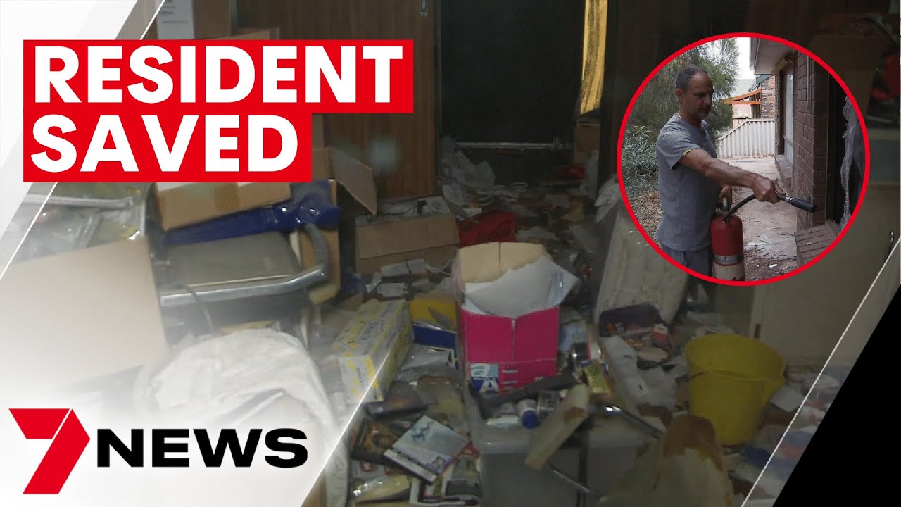 Resident rescued after explosion and fire at Murray Bridge East hoarder house 7NEWS The