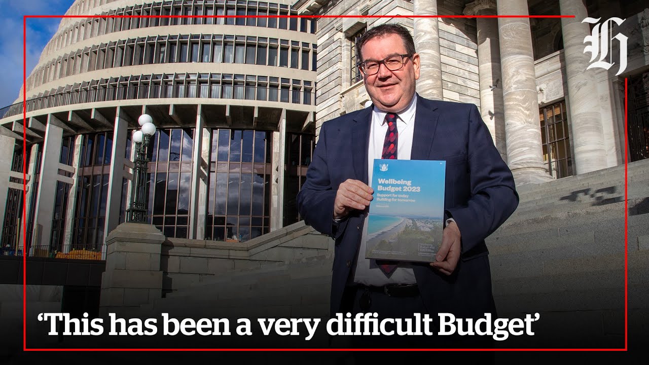 Grant Robertson reveals Budget 2023 at photo op