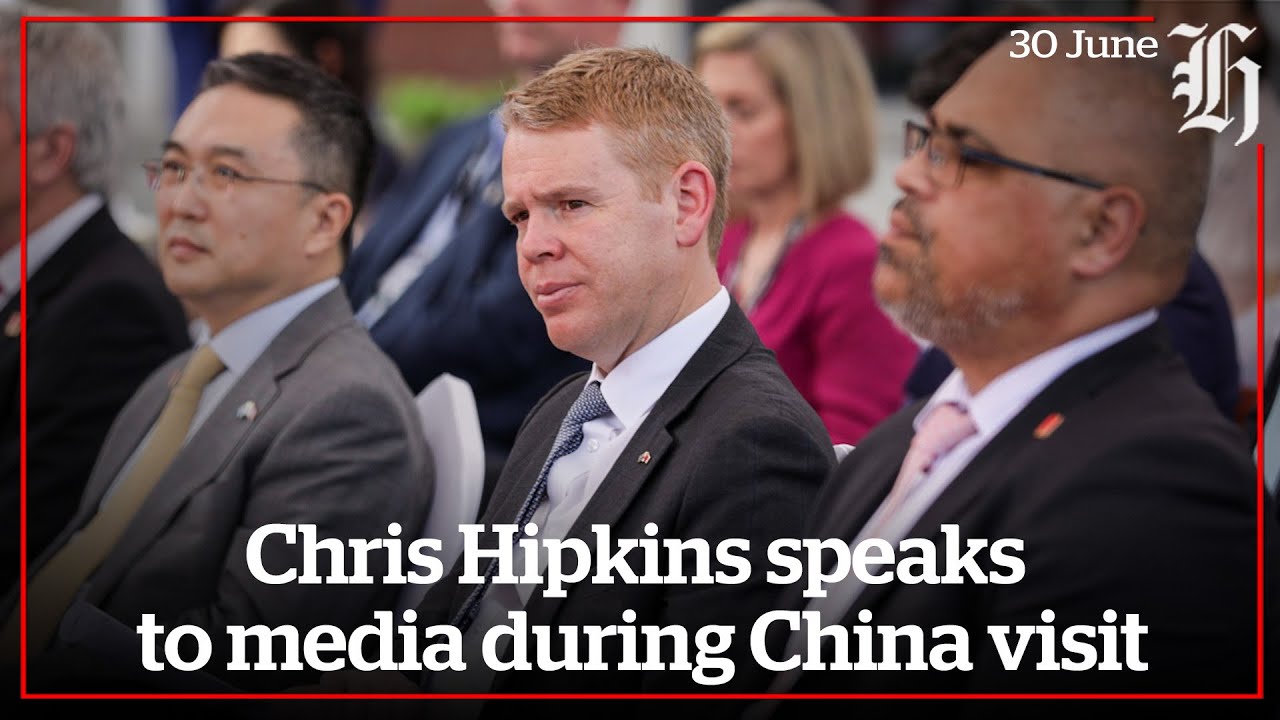 Chris Hipkins speaks to media during China visit