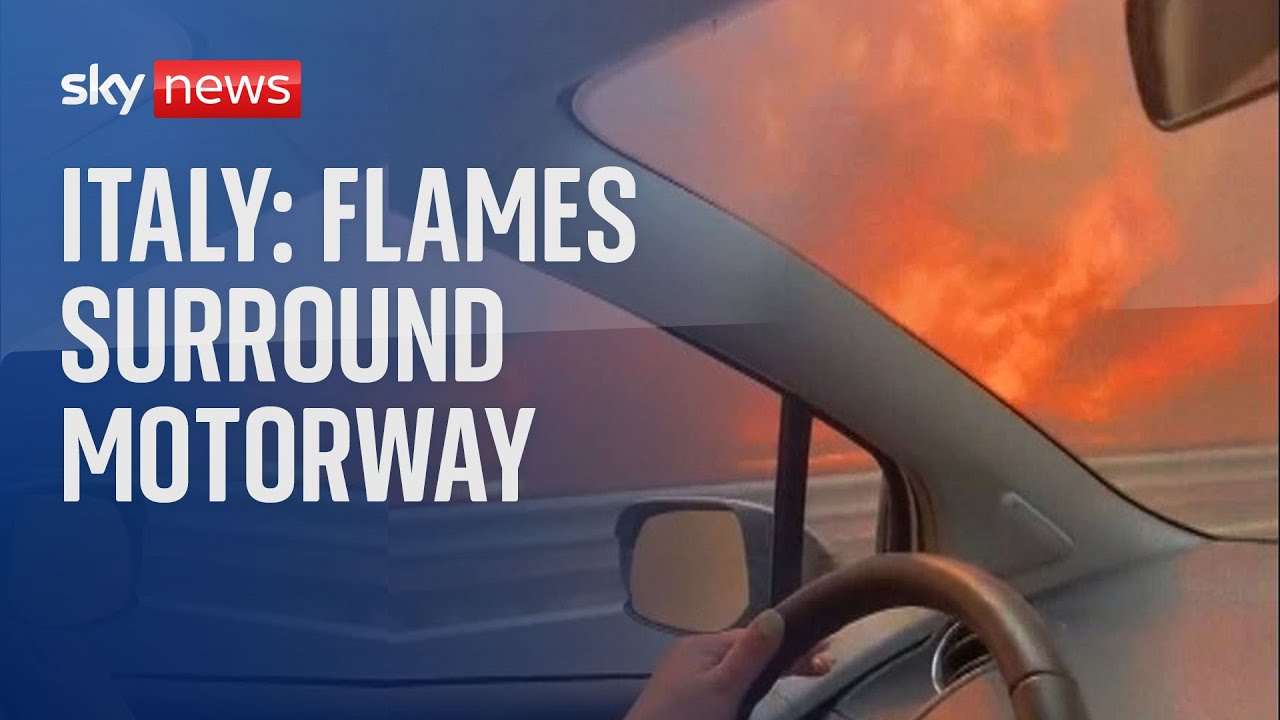 Italy fires Flames surround drivers on motorway in Sicily The Global