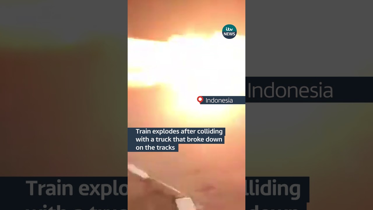 Train explodes after colliding with a truck that broke down on the ...