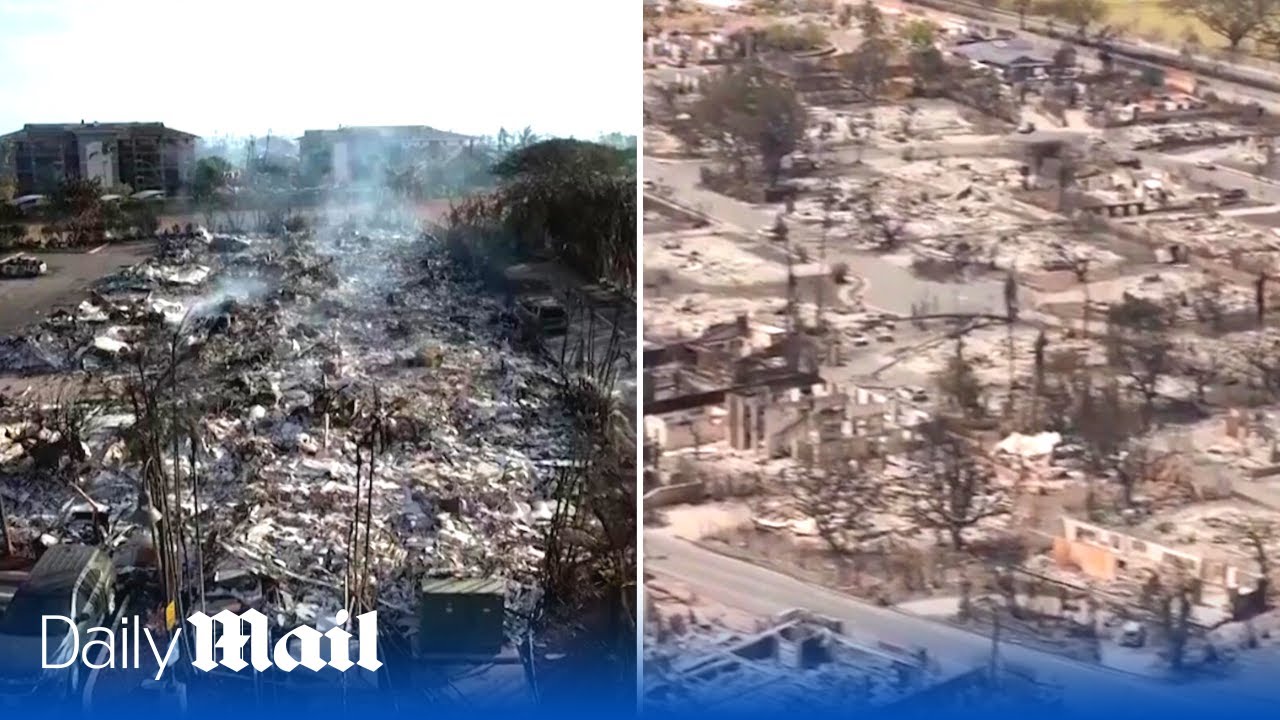 Hawaii wildfires Drone video shows extent of devastation leaving over