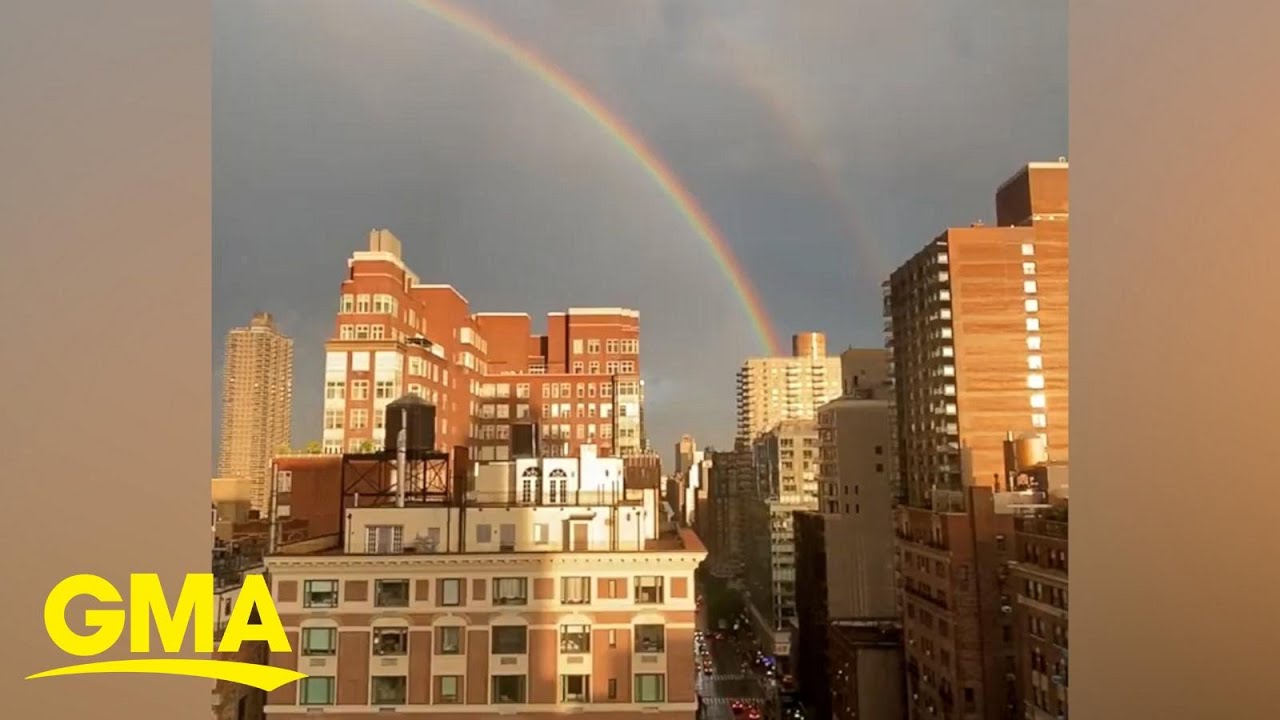 Double rainbow appears in New York City skyline on 22nd anniversary of ...