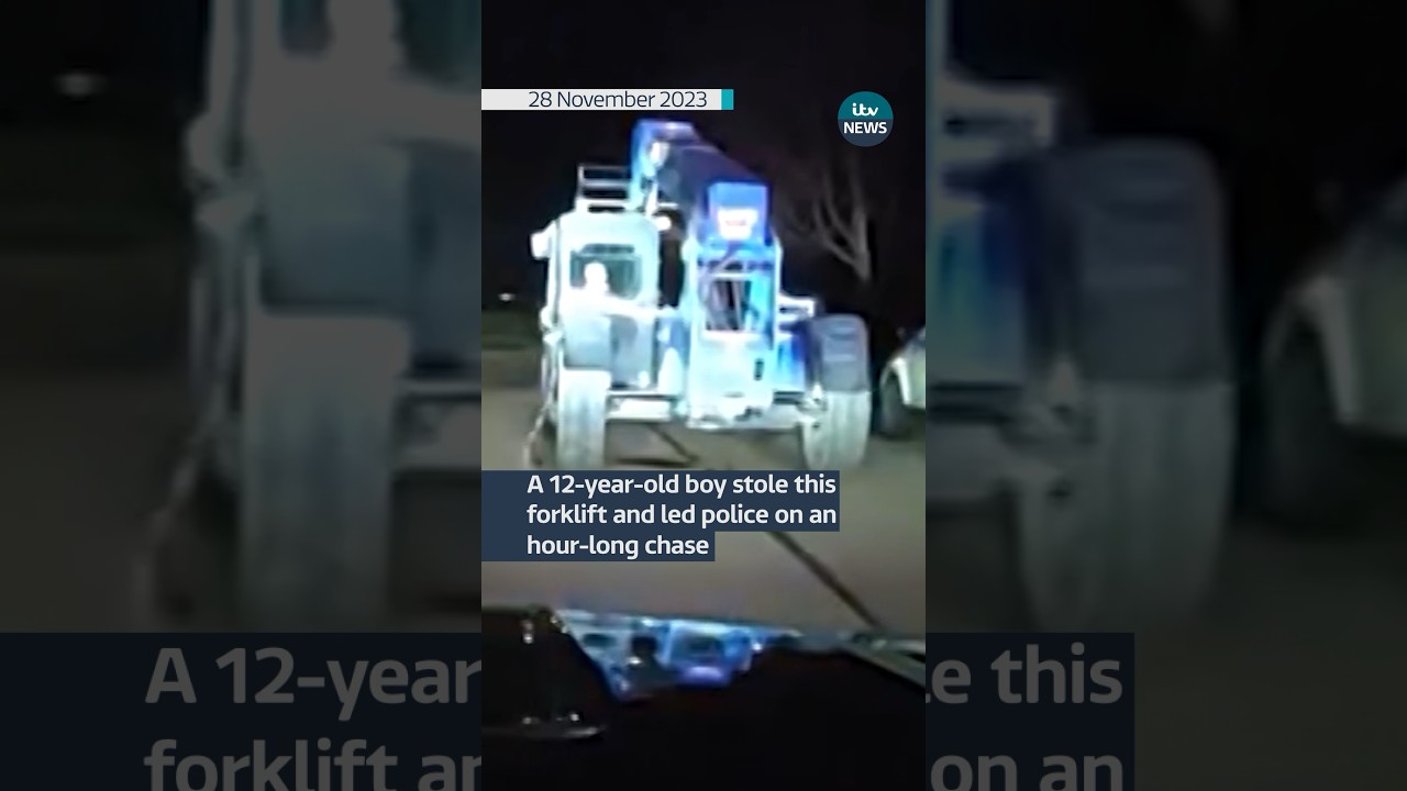 Boy takes police on an hour-long chase in stolen forklift #itvnews # ...
