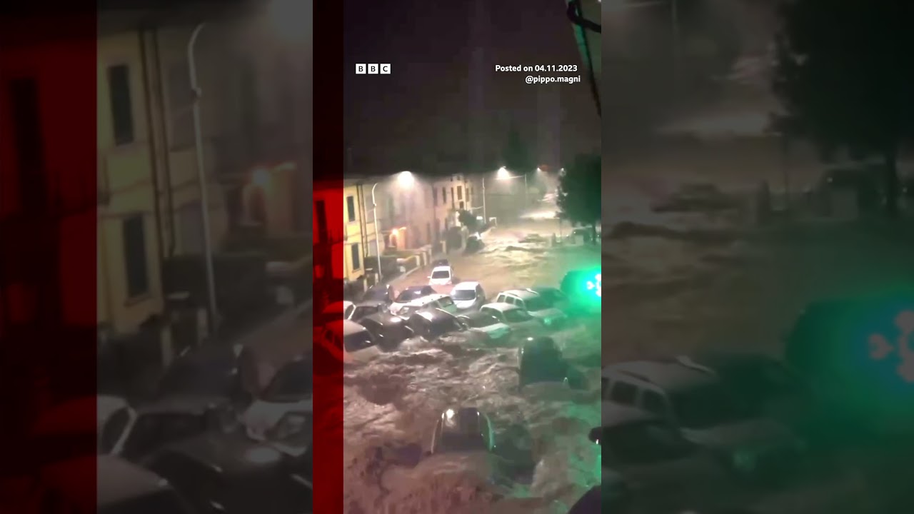 Cars are washed away in Italy as Storm Ciarán brings heavy rain. # ...