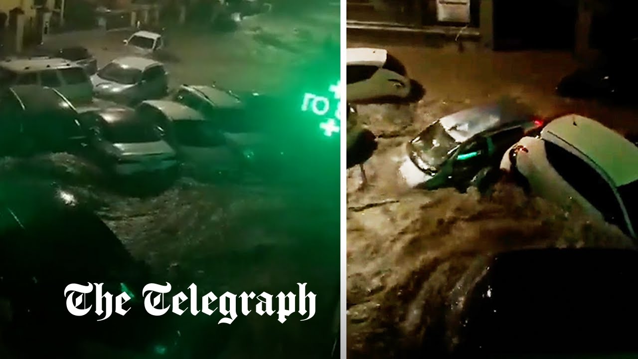Cars washed away as heavy rainfall hits Tuscany during Storm Ciaran ...