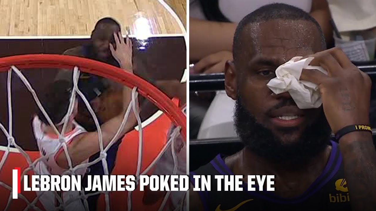 LeBron James poked in the eye by Zach Collins, common foul assessed